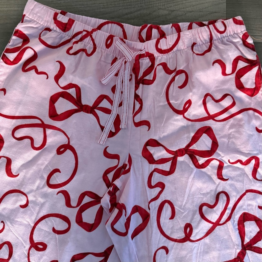Women's Pink and Red Bow Print Pajama Pants - Picture 8 of 11